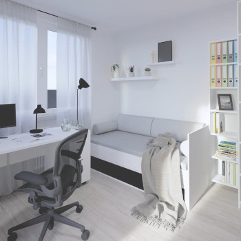 Dokončené návrhy interiérů - kancelář doma na míru